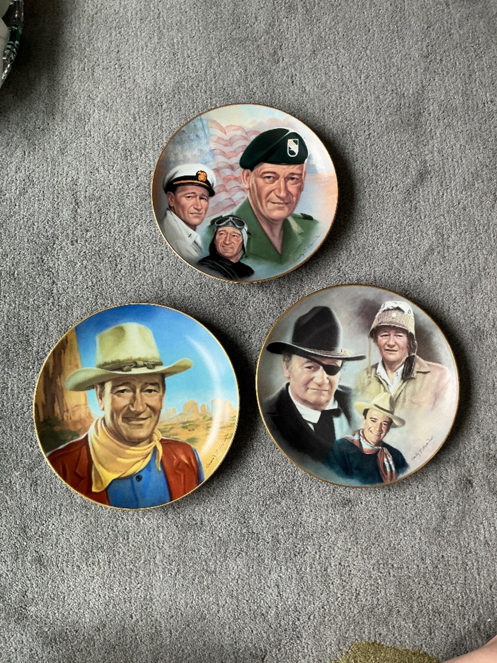 Vintage Set of 3 John Wayne commemorative plates